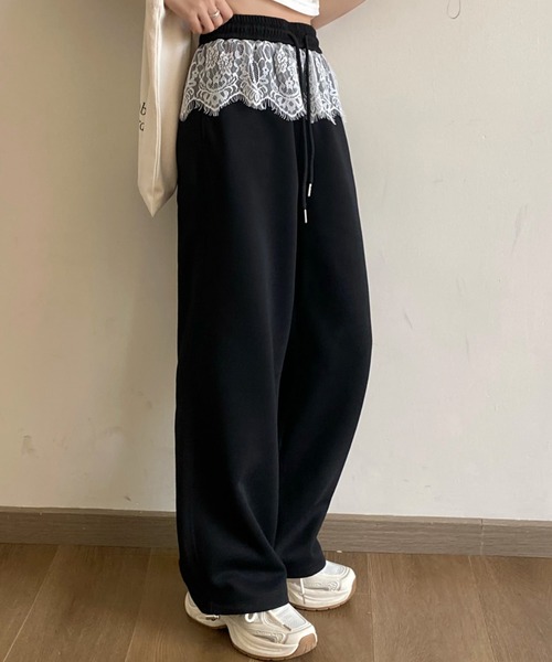 Sibra(シブラ)の「レース切替スウェットパンツ(スウェットパンツ・レディース・グレー/ホワイト/ブラック/ホワイト系/ブラック系/グレー系・M/L)」の17枚目の写真