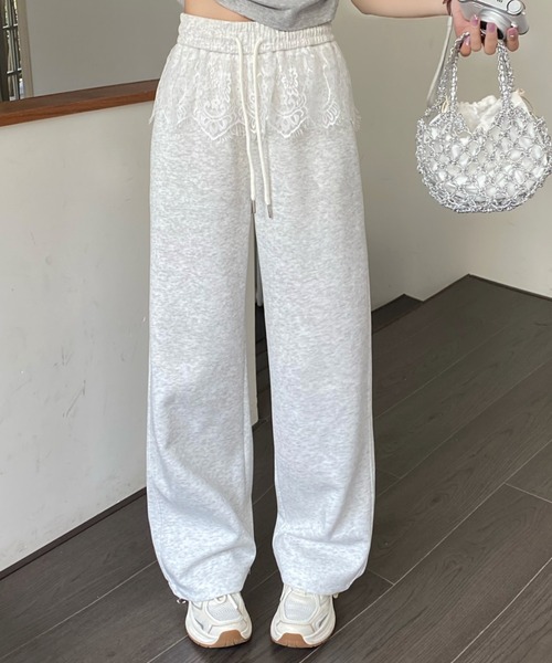 Sibra(シブラ)の「レース切替スウェットパンツ(スウェットパンツ・レディース・グレー/ホワイト/ブラック/ホワイト系/ブラック系/グレー系・M/L)」の16枚目の写真