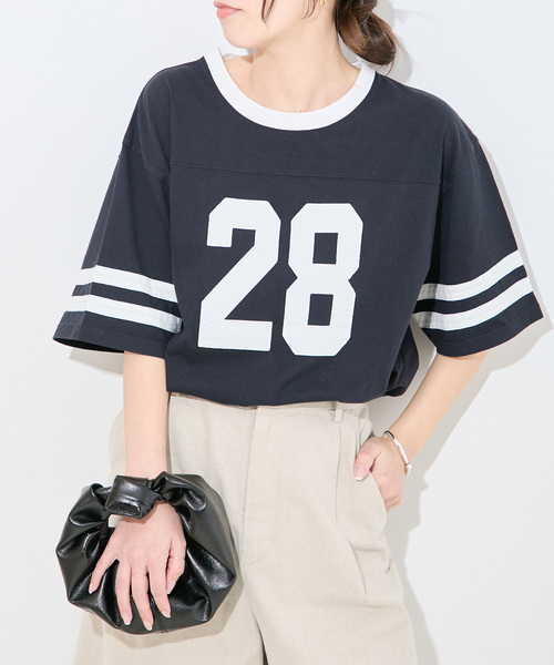 Bonum（ボナム）の「ナンバリングTシャツ（Tシャツ/カットソー・レディース・ネイビー・FREE）」の3枚目の写真