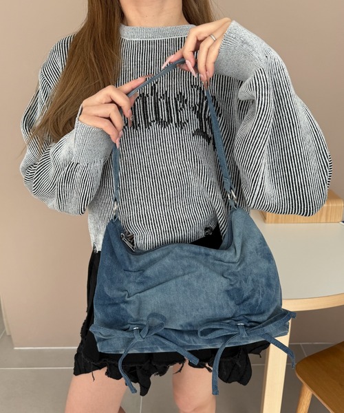 WEGO（ウィゴー）の「WEGO/ギャザーリボンハーフムーンバッグ（ハンドバッグ・レディース・スカイブルー/ブラック/ダークブラウン・FREE）」の19枚目の写真