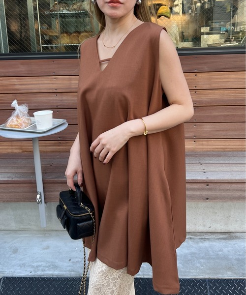 StyleSea(スタイルシー)の「フレアーチュニックワンピース&パンツセットアップ(セットアップ・レディース・ブラック/ブラウン/オフホワイト・FREE)」の5枚目の写真