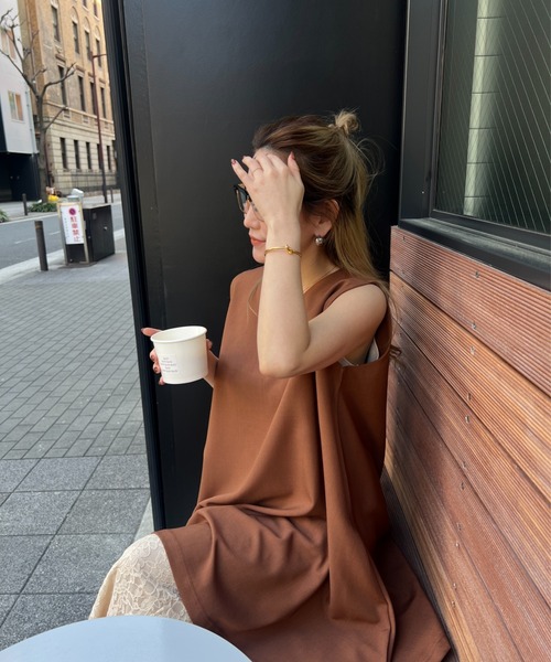 StyleSea(スタイルシー)の「フレアーチュニックワンピース&パンツセットアップ(セットアップ・レディース・ブラック/ブラウン/オフホワイト・FREE)」の9枚目の写真