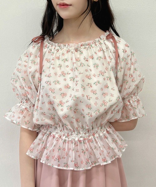 F i.n.t（フィント）の「小花柄シアーシャーリングブラウス/ fint　フィント（シャツ/ブラウス・レディース・ピンク/イエロー/ラベンダー・FREE）」の8枚目の写真