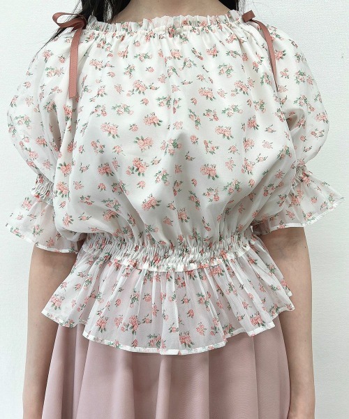 F i.n.t（フィント）の「小花柄シアーシャーリングブラウス/ fint　フィント（シャツ/ブラウス・レディース・ピンク/イエロー/ラベンダー・FREE）」の9枚目の写真