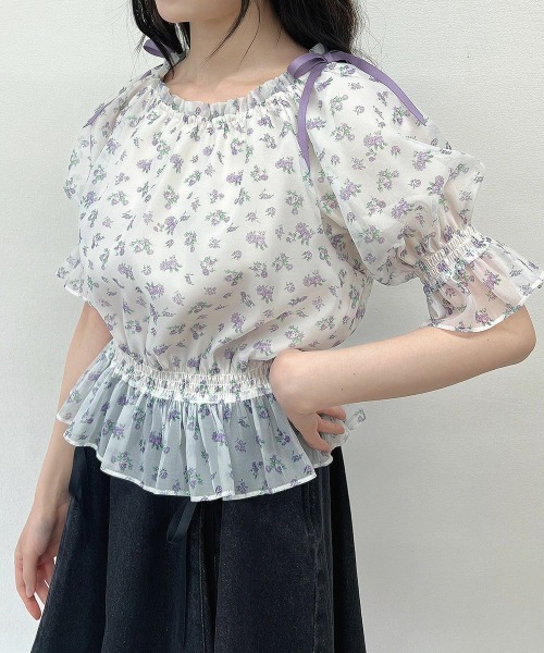 F i.n.t（フィント）の「小花柄シアーシャーリングブラウス/ fint　フィント（シャツ/ブラウス・レディース・ピンク/イエロー/ラベンダー・FREE）」の13枚目の写真