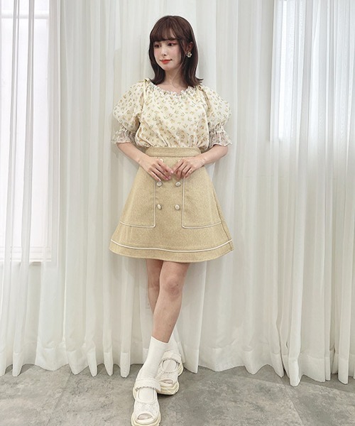 【洗える】小花柄 シアー シャーリング ブラウス 小花柄シアーシャーリングブラウス/F i.n.t [53AF02h012] | F