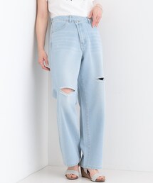 Cutie Blonde | 【洗える/S-LL】アシメウエスト ダメージデニム(デニムパンツ)