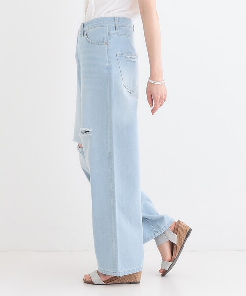 Cutie Blonde（キューティーブロンド）の「【洗える/S-LL】アシメウエスト ダメージデニム（デニムパンツ・レディース・サックスブルー/ブルー・01/02/04/03）」の4枚目の写真