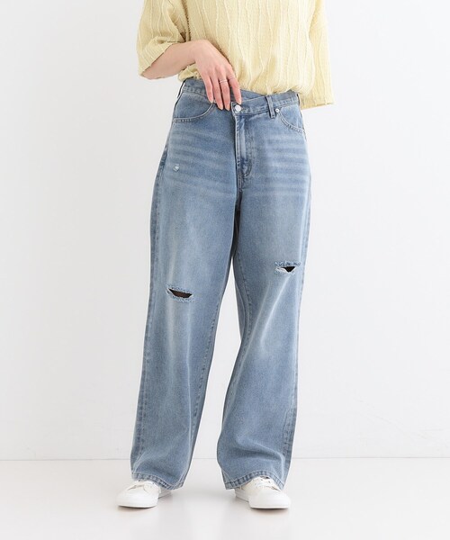 Cutie Blonde（キューティーブロンド）の「【洗える/S-LL】アシメウエスト ダメージデニム（デニムパンツ・レディース・サックスブルー/ブルー・01/02/04/03）」の7枚目の写真