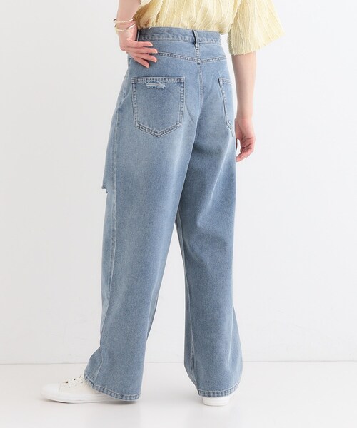 Cutie Blonde（キューティーブロンド）の「【洗える/S-LL】アシメウエスト ダメージデニム（デニムパンツ・レディース・サックスブルー/ブルー・01/02/04/03）」の8枚目の写真