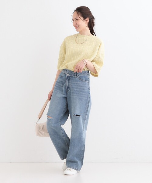 Cutie Blonde（キューティーブロンド）の「【洗える/S-LL】アシメウエスト ダメージデニム（デニムパンツ・レディース・サックスブルー/ブルー・01/02/04/03）」の9枚目の写真