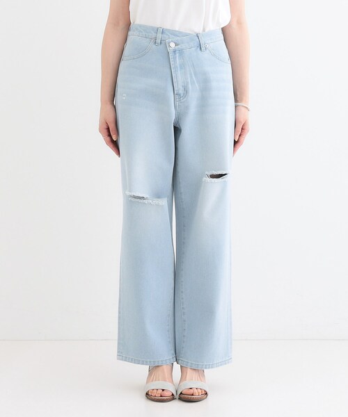 Cutie Blonde（キューティーブロンド）の「【洗える/S-LL】アシメウエスト ダメージデニム（デニムパンツ・レディース・サックスブルー/ブルー・01/02/04/03）」の11枚目の写真