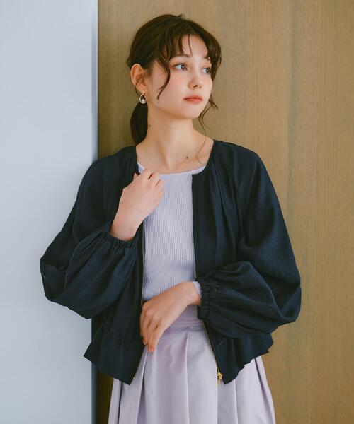 index（インデックス）の「ノーカラーペプラムブルゾン【洗濯機洗い可】（ブルゾン・レディース・ナチュラル/ネイビー・36/42/38/40）」の5枚目の写真