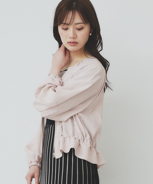 index（インデックス）の「ノーカラーペプラムブルゾン【洗濯機洗い可】（ブルゾン・レディース・ナチュラル/ネイビー・36/42/38/40）」の7枚目の写真