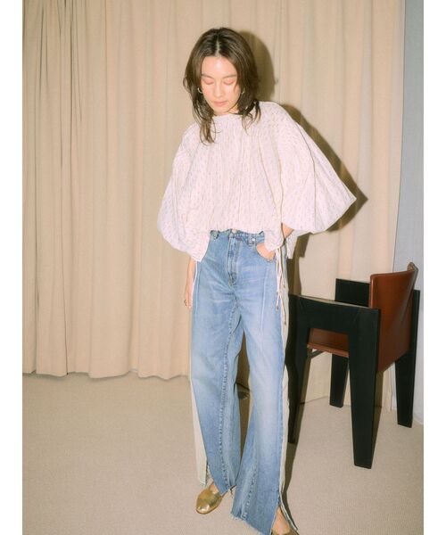 Ungrid(アングリッド)の「【Htage】ラメドビーサイドスリットボリュームブラウス(シャツ/ブラウス・レディース・ブラック/オフホワイト・FREE)」の1枚目の写真