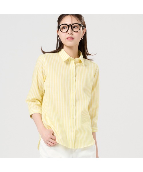 TOKYO SHIRTS(トウキョウシャツ)の「【Pitta Re:)】ふわっとガーゼシャツ 七分袖 綿100% レディースカジュアルシャツ(シャツ/ブラウス・レディース・イエロー・LL/M/L/S)」の1枚目の写真