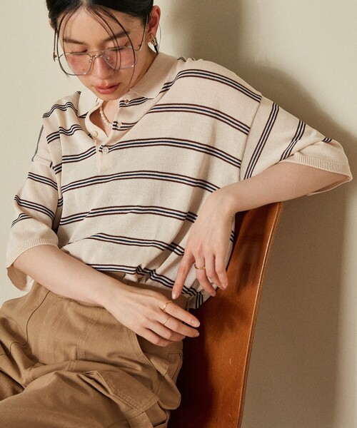 セール】ウォッシャブル サマーニットポロ/シアーポロニット/洗える