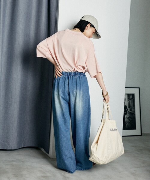 FREAK'S STORE（フリークスストア）の「ウォッシャブル サマーニットポロ/シアーポロニット/洗えるニット（ポロシャツ・レディース・ネイビー/ピンク/ブラック/オフホワイト/ナチュラル/ブラウン・ﾌﾘ-）」の10枚目の写真
