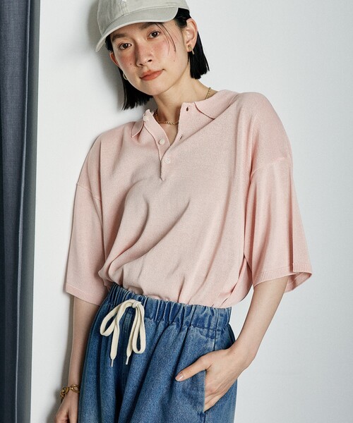 セール】ウォッシャブル サマーニットポロ/シアーポロニット