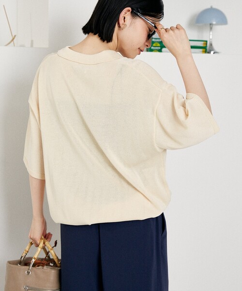 セール】ウォッシャブル サマーニットポロ/シアーポロニット