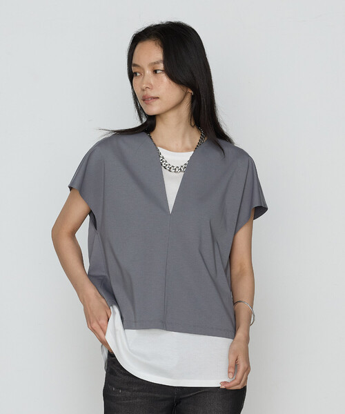 COMME CA（コムサ）の「TCポンチ アンサンブルプルオーバー（Tシャツ/カットソー・レディース・グレー/ブラック・9号/11号）」の5枚目の写真