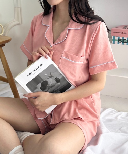 wears(ウェアーズ)の「リラックスパジャマセットアップ ルームウェア 上下セット(ルームウェア/パジャマ・レディース・ブルー/ミント/ピンク/イエロー・FREE)」の4枚目の写真
