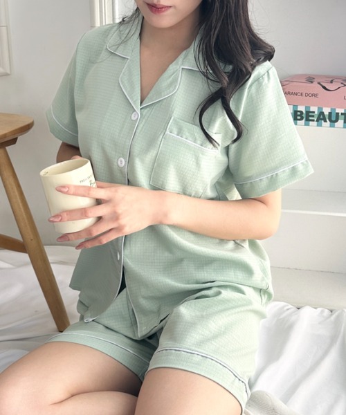 wears(ウェアーズ)の「リラックスパジャマセットアップ ルームウェア 上下セット(ルームウェア/パジャマ・レディース・ブルー/ミント/ピンク/イエロー・FREE)」の7枚目の写真
