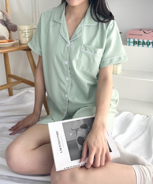 wears(ウェアーズ)の「リラックスパジャマセットアップ ルームウェア 上下セット(ルームウェア/パジャマ・レディース・ブルー/ミント/ピンク/イエロー・FREE)」の8枚目の写真