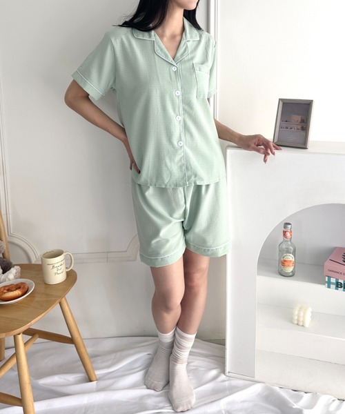 wears(ウェアーズ)の「リラックスパジャマセットアップ ルームウェア 上下セット(ルームウェア/パジャマ・レディース・ブルー/ミント/ピンク/イエロー・FREE)」の10枚目の写真
