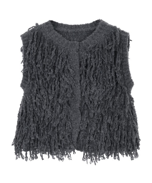 miette（ミエット）の「フリンジニットベスト（ベスト・レディース・チャコール/アイボリー/ブラウン・FREE）」の14枚目の写真