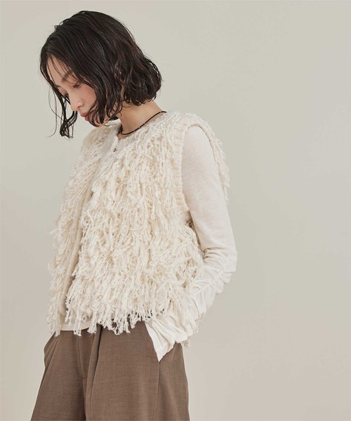 miette（ミエット）の「フリンジニットベスト（ベスト・レディース・チャコール/アイボリー/ブラウン・FREE）」の18枚目の写真