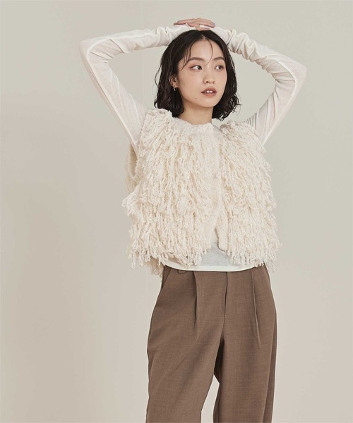 miette（ミエット）の「フリンジニットベスト（ベスト・レディース・チャコール/アイボリー/ブラウン・FREE）」の22枚目の写真