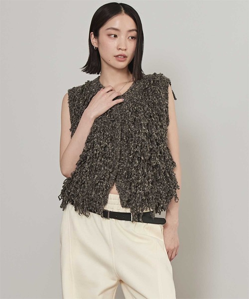 miette（ミエット）の「フリンジニットベスト（ベスト・レディース・チャコール/アイボリー/ブラウン・FREE）」の7枚目の写真