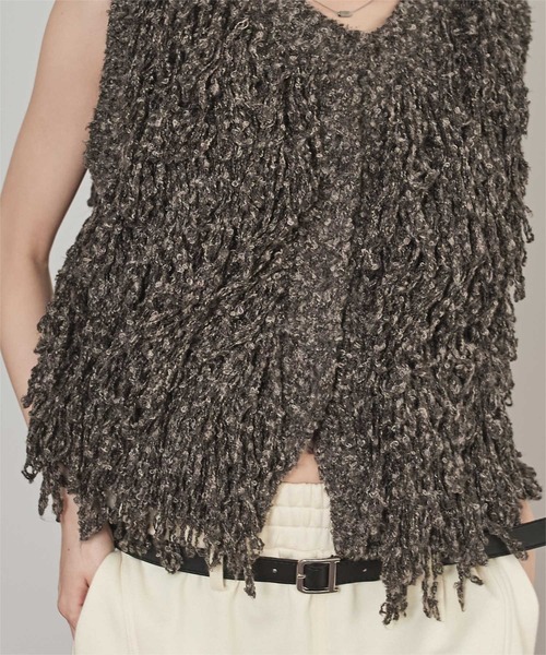 miette（ミエット）の「フリンジニットベスト（ベスト・レディース・チャコール/アイボリー/ブラウン・FREE）」の8枚目の写真