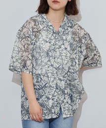 MANYMENMANYMINDS ラッセルメッシュ 総柄 半袖シャツ シアー素材
