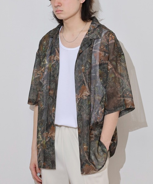 many men many mind(メニーメンメニーマインド)の「MANYMENMANYMINDS ラッセルメッシュ 総柄 半袖シャツ シアー素材(シャツ/ブラウス・メンズ・C/D/A/B・L/XL/M)」の5枚目の写真