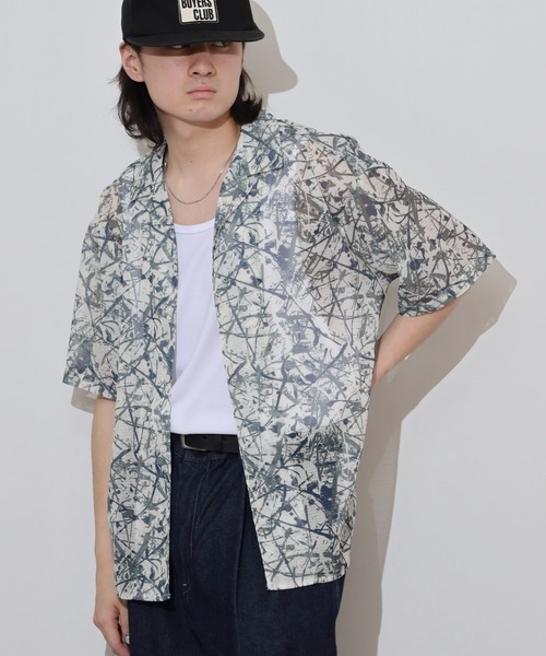 many men many mind(メニーメンメニーマインド)の「MANYMENMANYMINDS ラッセルメッシュ 総柄 半袖シャツ シアー素材(シャツ/ブラウス・メンズ・C/D/A/B・L/XL/M)」の13枚目の写真