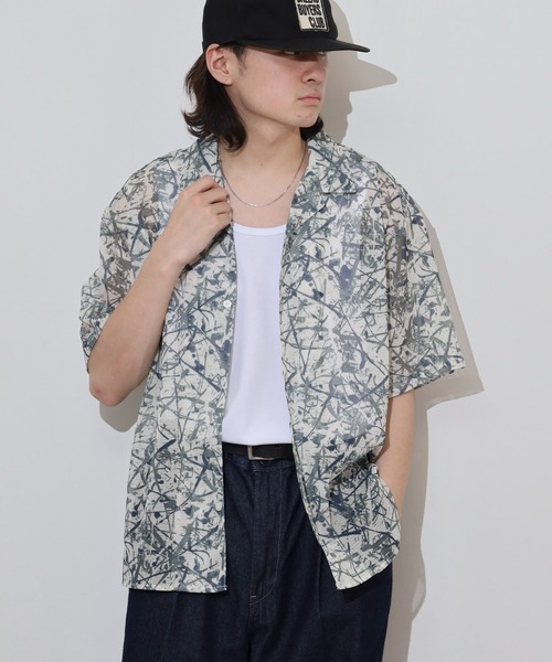 many men many mind(メニーメンメニーマインド)の「MANYMENMANYMINDS ラッセルメッシュ 総柄 半袖シャツ シアー素材(シャツ/ブラウス・メンズ・C/D/A/B・L/XL/M)」の14枚目の写真