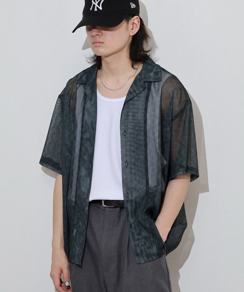 many men many mind(メニーメンメニーマインド)の「MANYMENMANYMINDS ラッセルメッシュ 総柄 半袖シャツ シアー素材(シャツ/ブラウス・メンズ・C/D/A/B・L/XL/M)」の17枚目の写真
