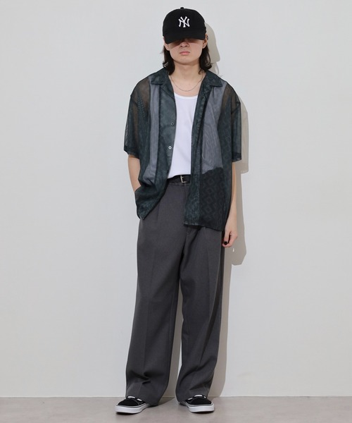many men many mind(メニーメンメニーマインド)の「MANYMENMANYMINDS ラッセルメッシュ 総柄 半袖シャツ シアー素材(シャツ/ブラウス・メンズ・C/D/A/B・L/XL/M)」の20枚目の写真