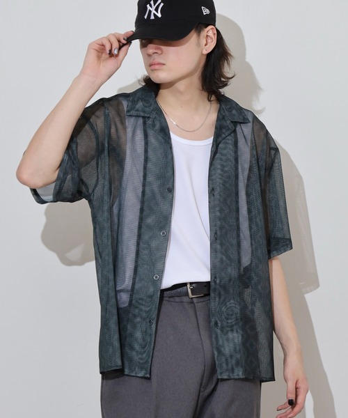 many men many mind(メニーメンメニーマインド)の「MANYMENMANYMINDS ラッセルメッシュ 総柄 半袖シャツ シアー素材(シャツ/ブラウス・メンズ・C/D/A/B・L/XL/M)」の18枚目の写真