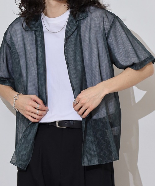 many men many mind(メニーメンメニーマインド)の「MANYMENMANYMINDS ラッセルメッシュ 総柄 半袖シャツ シアー素材(シャツ/ブラウス・メンズ・C/D/A/B・L/XL/M)」の21枚目の写真
