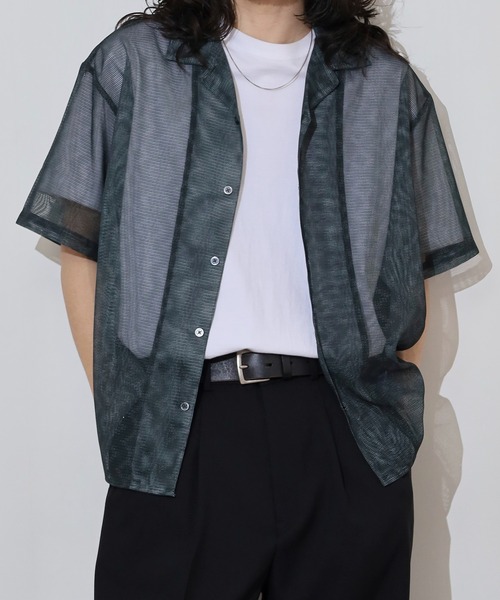 many men many mind(メニーメンメニーマインド)の「MANYMENMANYMINDS ラッセルメッシュ 総柄 半袖シャツ シアー素材(シャツ/ブラウス・メンズ・C/D/A/B・L/XL/M)」の22枚目の写真