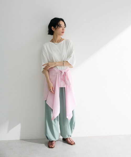 Green　Parks（グリーンパークス）の「綿麻混レギュラーカラーBIGシルエットシャツ（シャツ/ブラウス・レディース・グリーン系その他3/イエロー系その他2/サックスブルー/ピンク系その他/ブルー系その他6・FREE）」の16枚目の写真