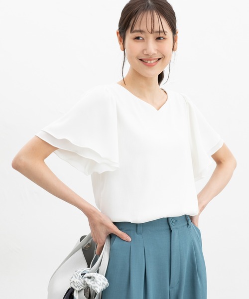 Honeys（ハニーズ）の「【ハニさら・接触冷感・ＵＶカット】ハートネックトップス（Tシャツ/カットソー・レディース・オレンジ系その他/アイボリー/サックスブルー/ブラック/ボルドー・L/LL/M/S）」の11枚目の写真