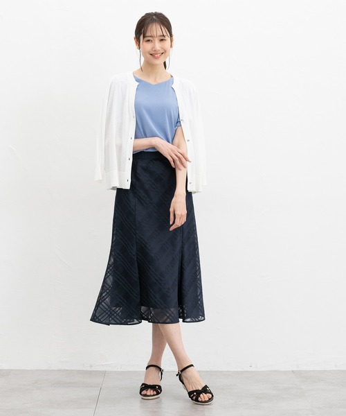 Honeys（ハニーズ）の「【ハニさら・接触冷感・ＵＶカット】ハートネックトップス（Tシャツ/カットソー・レディース・オレンジ系その他/アイボリー/サックスブルー/ブラック/ボルドー・L/LL/M/S）」の14枚目の写真
