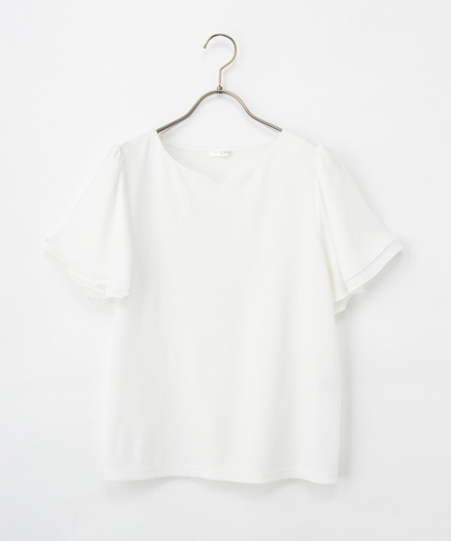 Honeys（ハニーズ）の「【ハニさら・接触冷感・ＵＶカット】ハートネックトップス（Tシャツ/カットソー・レディース・オレンジ系その他/アイボリー/サックスブルー/ブラック/ボルドー・L/LL/M/S）」の19枚目の写真