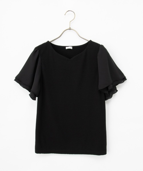 Honeys（ハニーズ）の「【ハニさら・接触冷感・ＵＶカット】ハートネックトップス（Tシャツ/カットソー・レディース・オレンジ系その他/アイボリー/サックスブルー/ブラック/ボルドー・L/LL/M/S）」の21枚目の写真