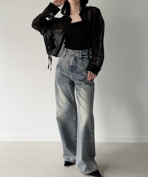 junoah(ジュノア)の「リボンタックシアーシャツ(シャツ/ブラウス・レディース・ブラック/クリーム/ホワイト・SMALL/MEDIUM/LARGE)」の12枚目の写真