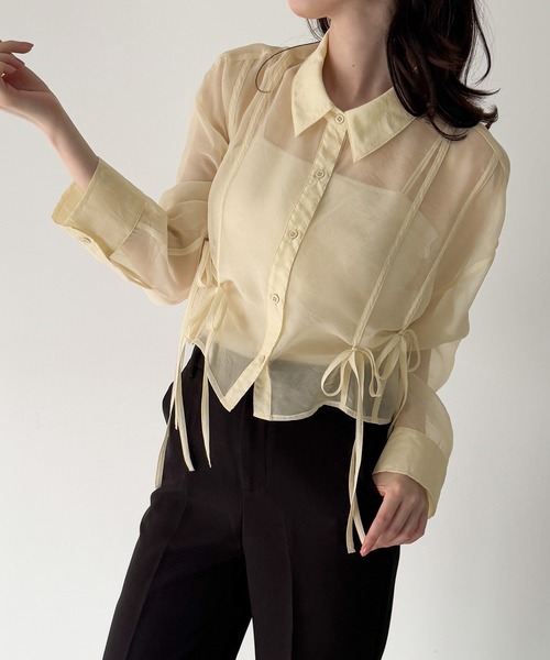 junoah(ジュノア)の「リボンタックシアーシャツ(シャツ/ブラウス・レディース・ブラック/クリーム/ホワイト・SMALL/MEDIUM/LARGE)」の15枚目の写真